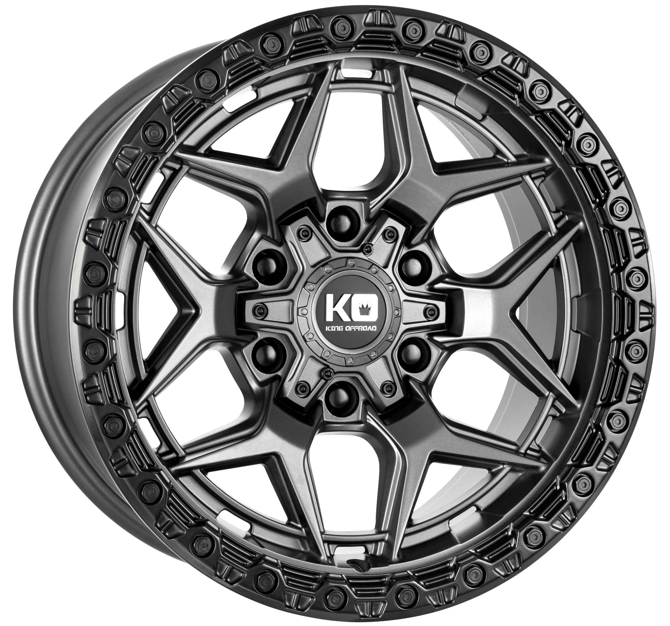 King 17x9 GROWLER 6x130 & 6x139.7 MATTE TITANIUM - BLACK LIP +12