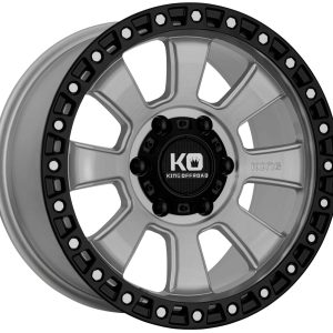 King 18x9 ARMOR 6x139.7 SILVER BRUSHED FACE SATIN BLACK LIP +20